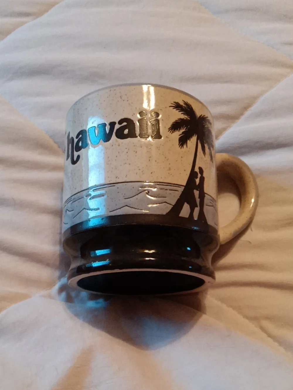 Hawaii Ceramic Palm Tree Souvenir Mug - Cream and Brown